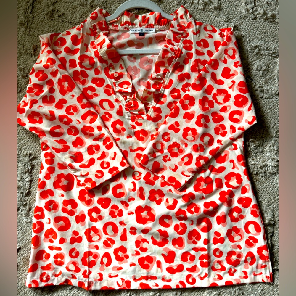 Size large cream and orange blouse. Smoke free home. EUC